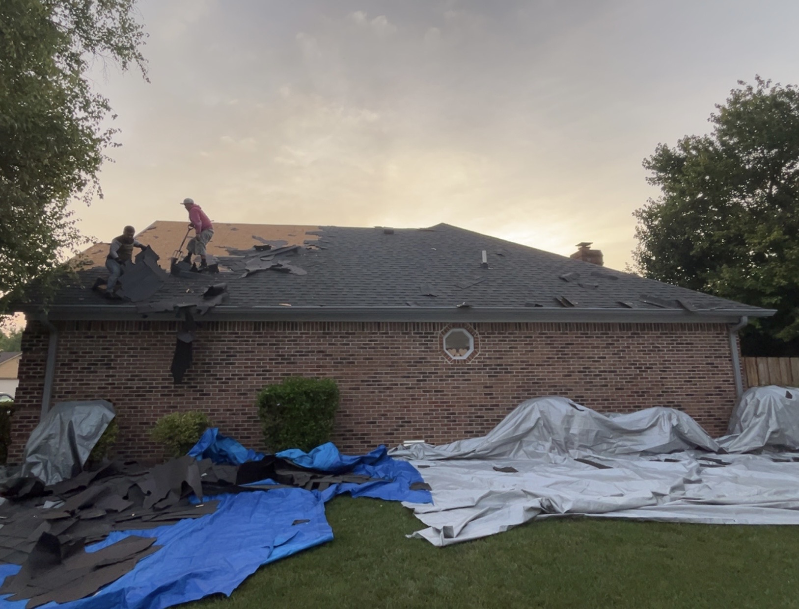 Full House Roof Replacement Progress - During
