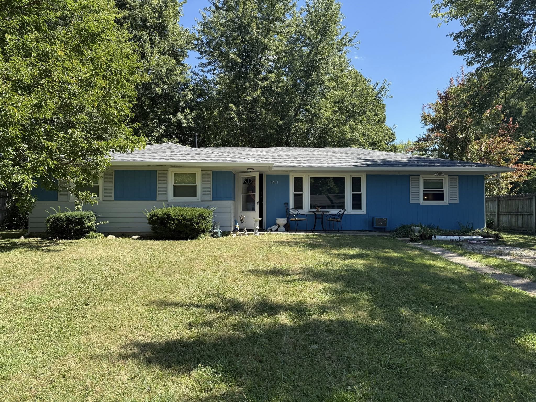 Completed blue ranch home roof replacement